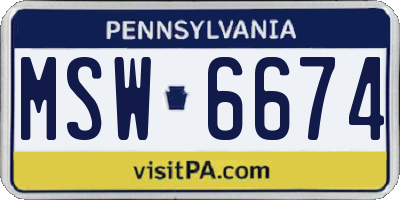 PA license plate MSW6674
