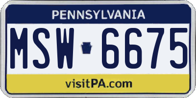 PA license plate MSW6675