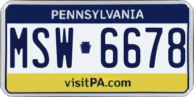 PA license plate MSW6678