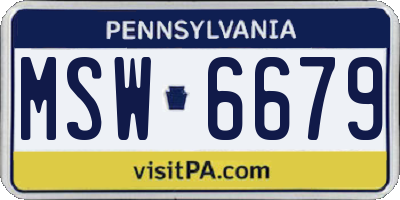 PA license plate MSW6679