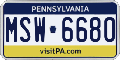 PA license plate MSW6680