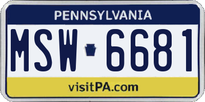 PA license plate MSW6681