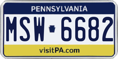 PA license plate MSW6682
