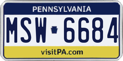 PA license plate MSW6684