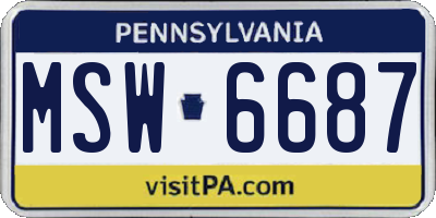 PA license plate MSW6687