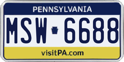 PA license plate MSW6688