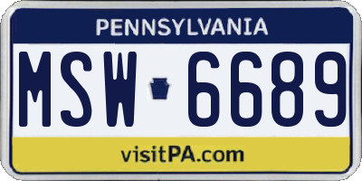 PA license plate MSW6689