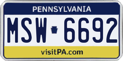 PA license plate MSW6692