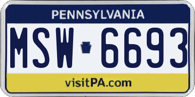 PA license plate MSW6693