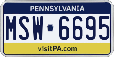 PA license plate MSW6695