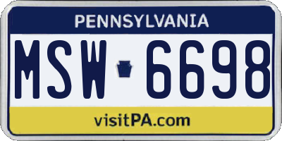 PA license plate MSW6698