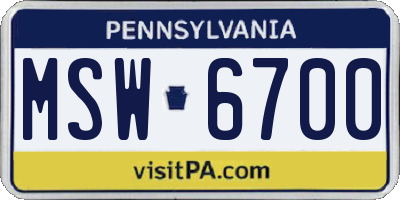 PA license plate MSW6700