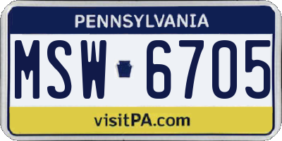 PA license plate MSW6705