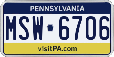 PA license plate MSW6706