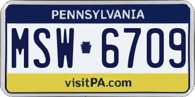 PA license plate MSW6709