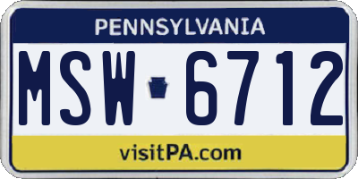 PA license plate MSW6712