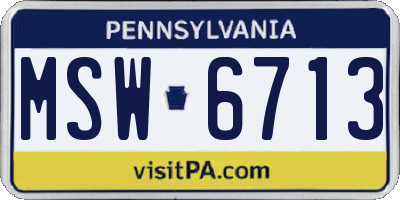 PA license plate MSW6713