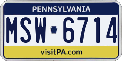 PA license plate MSW6714