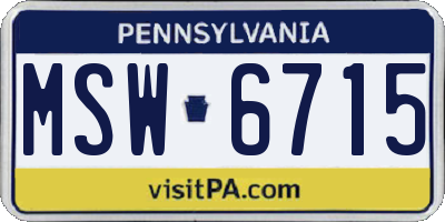 PA license plate MSW6715