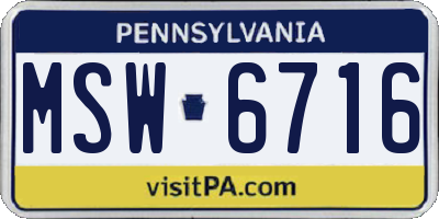 PA license plate MSW6716