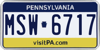 PA license plate MSW6717