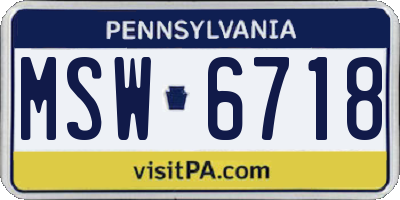 PA license plate MSW6718