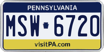 PA license plate MSW6720