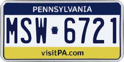PA license plate MSW6721