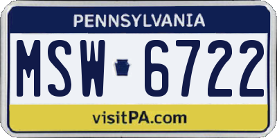 PA license plate MSW6722