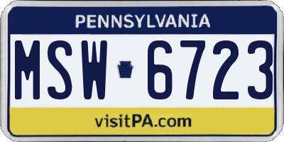 PA license plate MSW6723