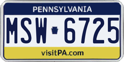 PA license plate MSW6725