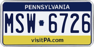 PA license plate MSW6726