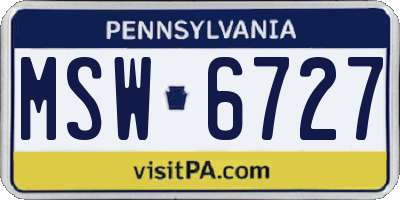 PA license plate MSW6727