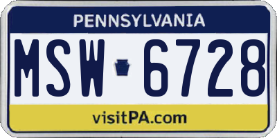 PA license plate MSW6728