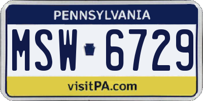 PA license plate MSW6729