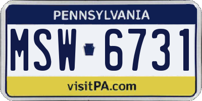 PA license plate MSW6731