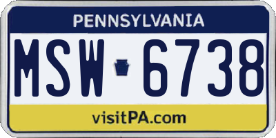 PA license plate MSW6738