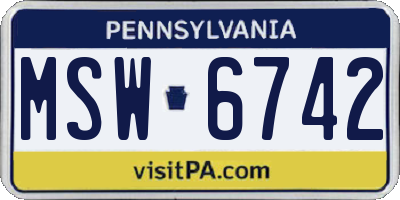 PA license plate MSW6742