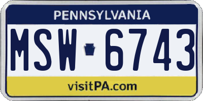 PA license plate MSW6743