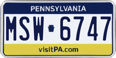 PA license plate MSW6747