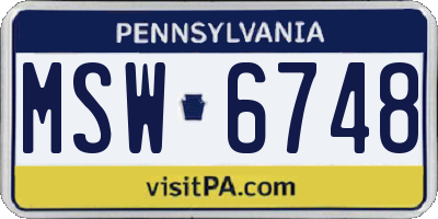 PA license plate MSW6748