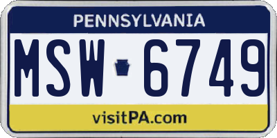 PA license plate MSW6749