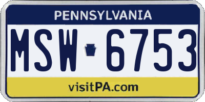 PA license plate MSW6753