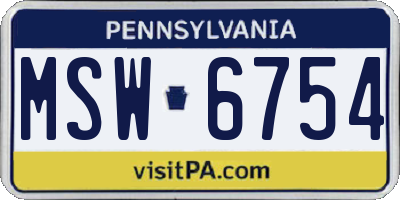 PA license plate MSW6754