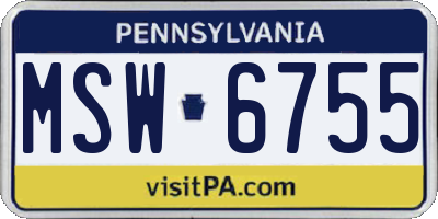 PA license plate MSW6755