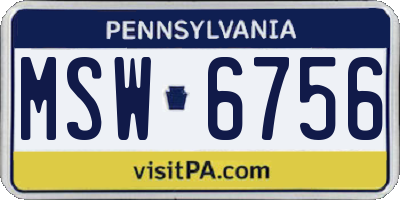 PA license plate MSW6756