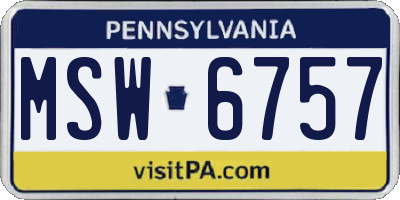 PA license plate MSW6757