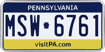 PA license plate MSW6761