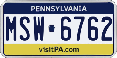 PA license plate MSW6762