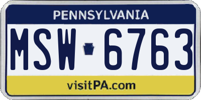 PA license plate MSW6763